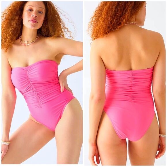 J.CREW Ruched Sweetheart One Piece Swimsuit Size 22/3X Radiant Fuchsia Pink NWT - Picture 7 of 9